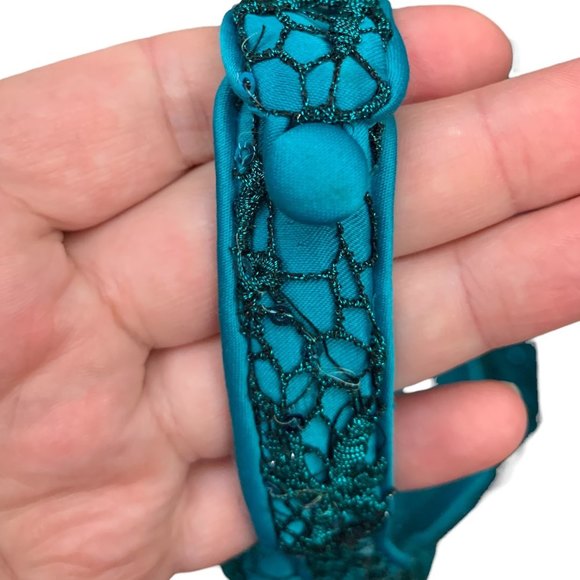 Adrianna Papell Collection Sequins Halter Neck Gown 14 Open Back Turquoise - Picture 10 of 12